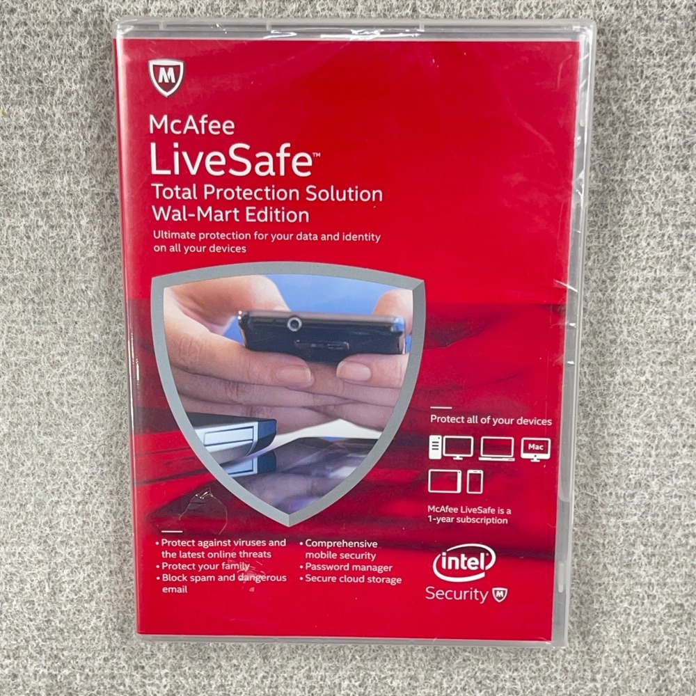 McAfee LiveSafe Wal-Mart Edition Antivirus Unlimited Devices Windows Mac Android